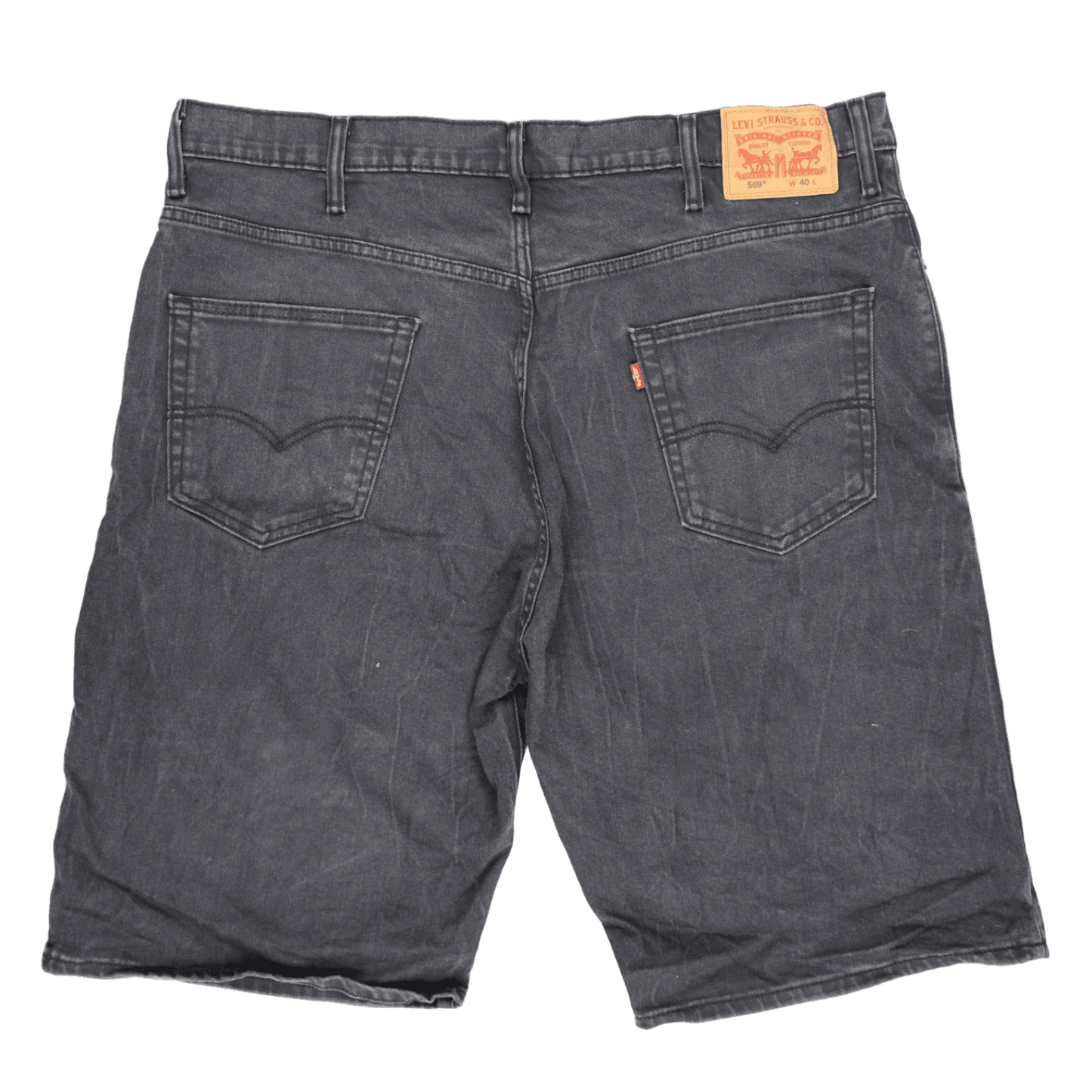 Levi's 569 Loose Fit Black Denim Shorts for Men W40 Cotton