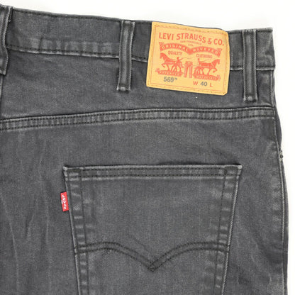 Levi's 569 Loose Fit Black Denim Shorts for Men W40 Cotton