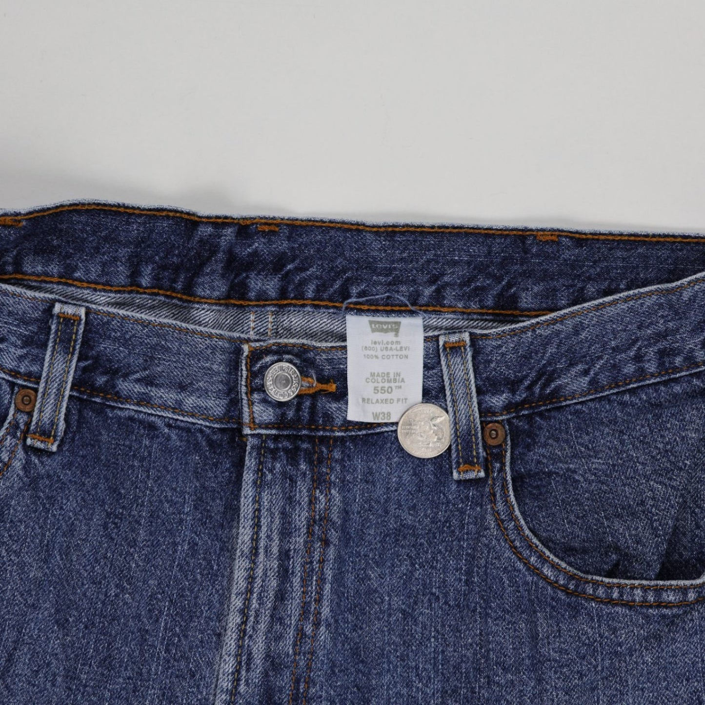 Levi's 550 Relaxed Fit Denim Shorts Blue W38 100% Cotton Vintage