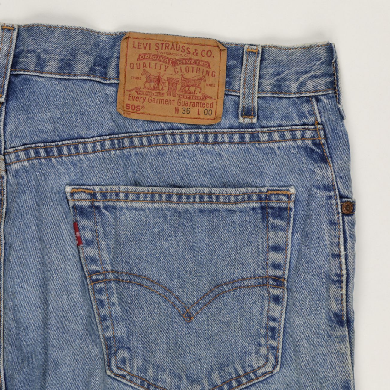 Levi's 505 Vintage Denim Shorts Blue W36 Regular Fit Cotton Men's