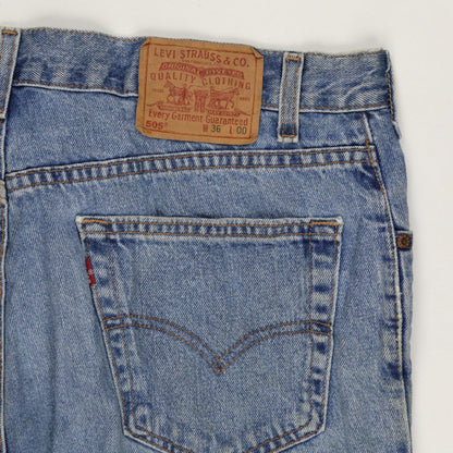 Levi's 505 Vintage Denim Shorts Blue W36 Regular Fit Cotton Men's