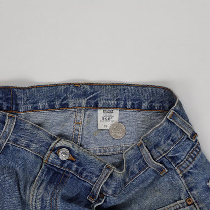 Levi's 505 Vintage Denim Shorts Blue W36 Regular Fit Cotton Men's