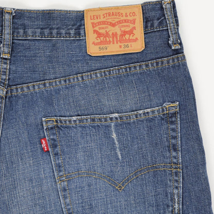Levi's 569 Loose Fit Denim Shorts Blue W36 Cotton Vintage Very Good