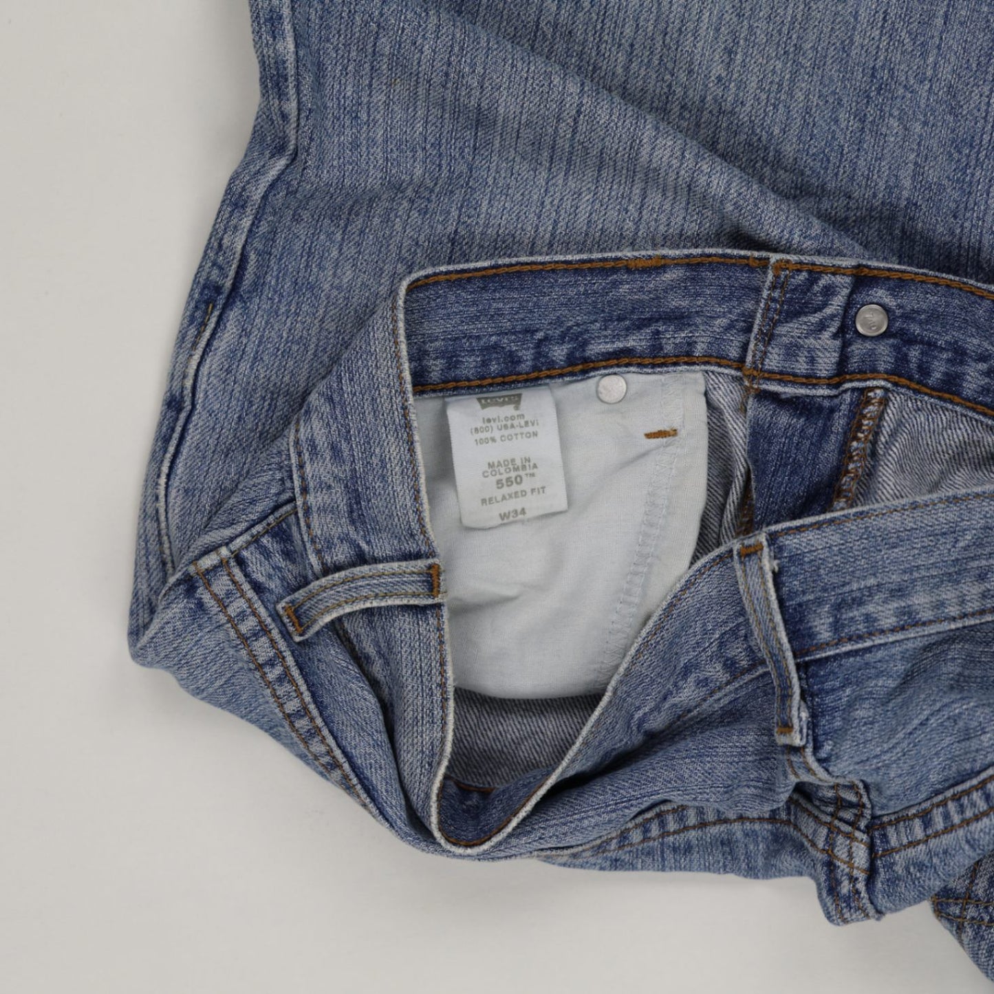 Levi's 550 Men's Relaxed Fit Denim Shorts Light Blue W34 100% Cotton Vintage