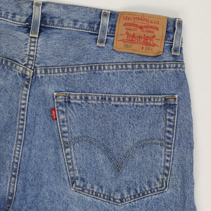 Levi's 550 Vintage Relaxed Fit Denim Shorts Blue 38 W 100 Percent Cotton