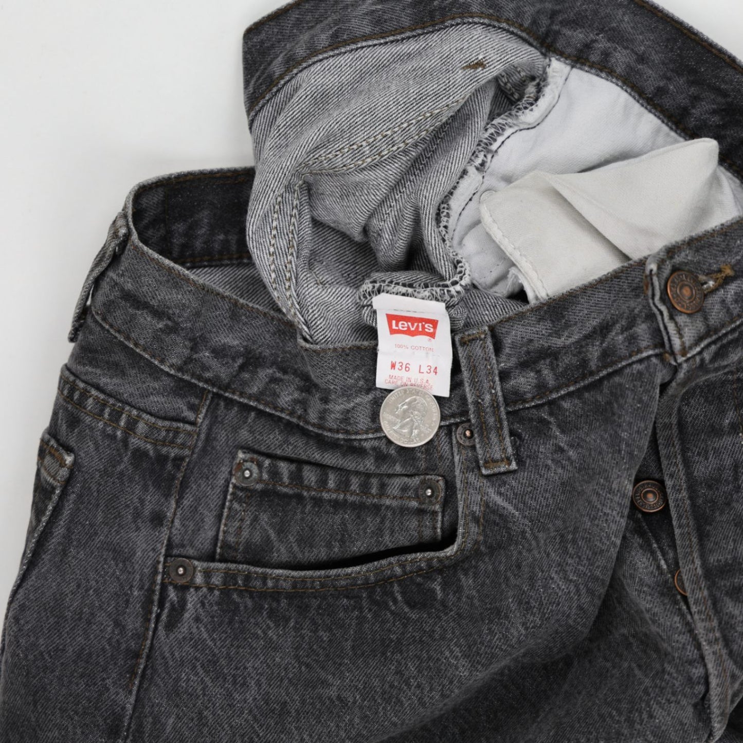 Levi's 501 Black Denim Shorts W36 L34 100 Cotton Vintage Men's Clothing