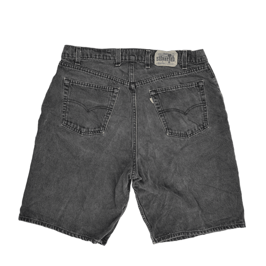 Levi's SilverTab Vintage Black Denim Shorts for Men Size 36 100 Cotton Loose Fit 11.5 Inch Inseam