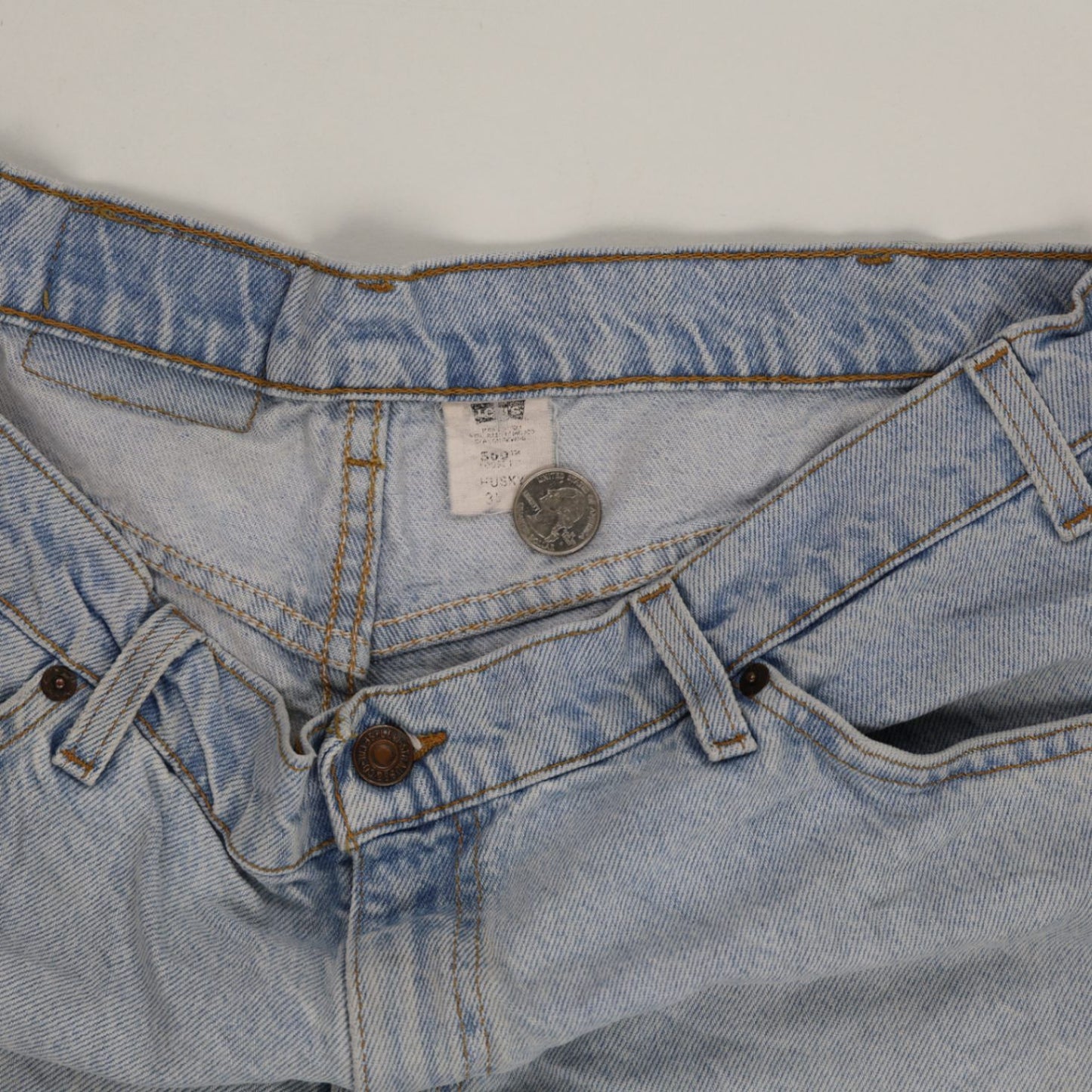 Levi's 550 Light Blue Denim Jean Shorts 33 Husky Casual Cotton Vintage