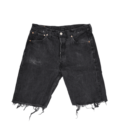 Levi's Vintage Black Denim Cut Off Shorts W34 Cotton Above Knee