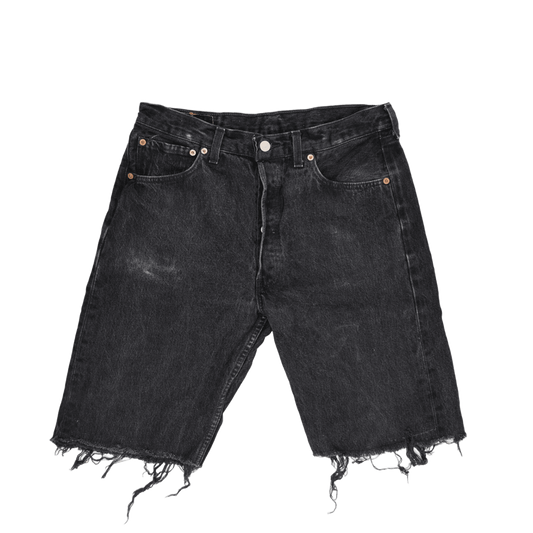 Levi's Vintage Black Denim Cut Off Shorts W34 Cotton Above Knee