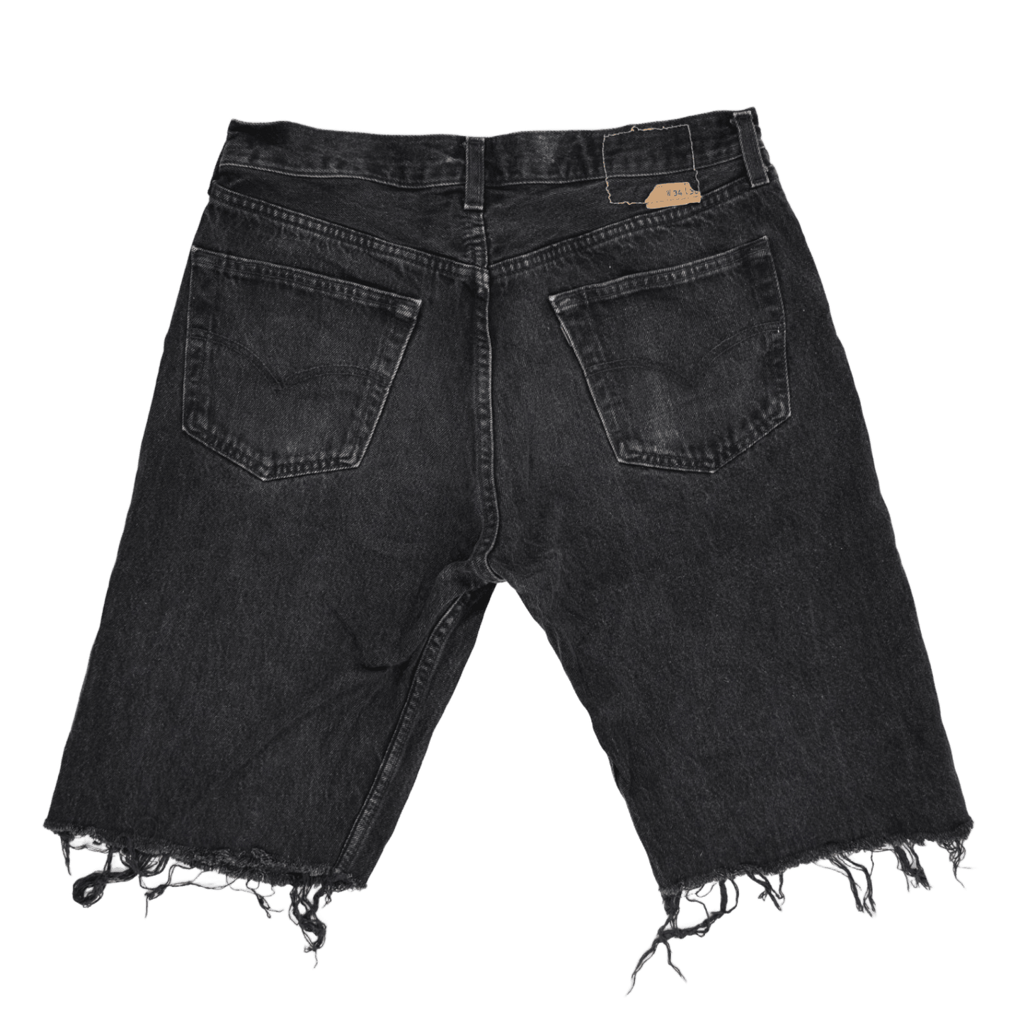 Levi's Vintage Black Denim Cut Off Shorts W34 Cotton Above Knee