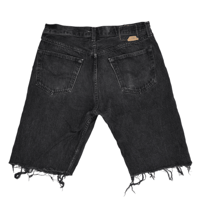 Levi's Vintage Black Denim Cut Off Shorts W34 Cotton Above Knee