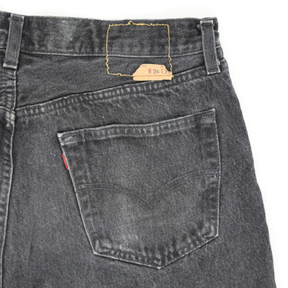 Levi's Vintage Black Denim Cut Off Shorts W34 Cotton Above Knee