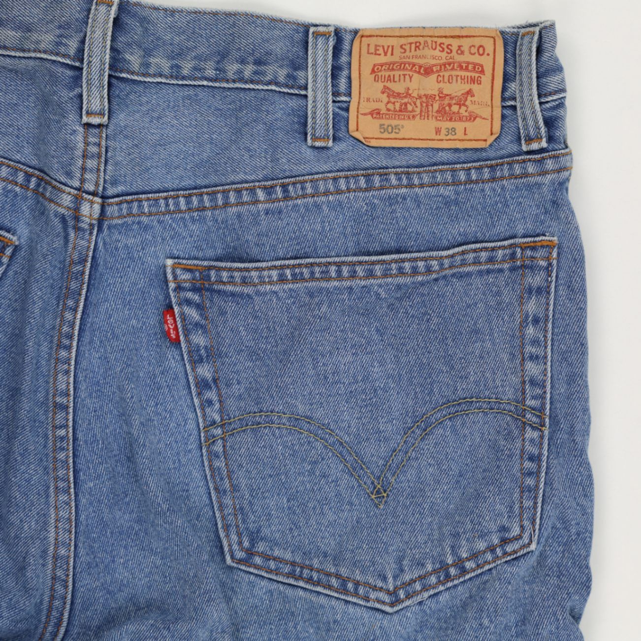 Levi's 505 Regular Fit Denim Shorts Blue W38 100% Cotton Vintage