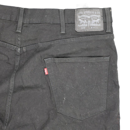 Levi's 569 Loose Fit Black Denim Shorts W40 Cotton