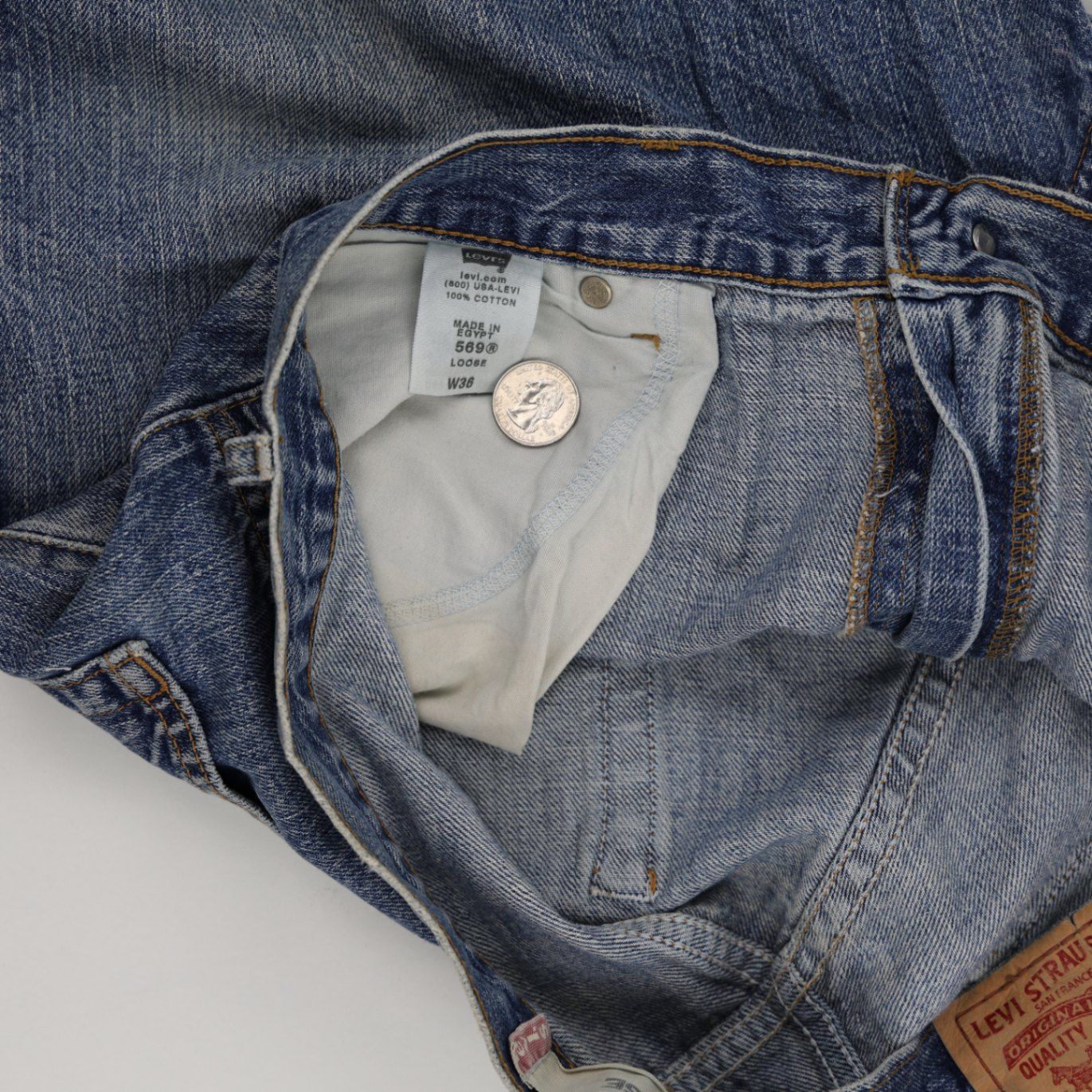 Levi's 569 Loose Fit Denim Shorts Blue W36 100% Cotton Vintage