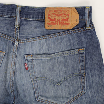 Levi's 501 Vintage Blue Denim Shorts W32 10.5 Inch Inseam 100 Percent Cotton Men's