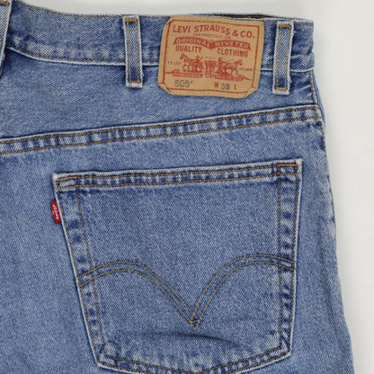 Levi's 505 Regular Fit Denim Shorts Blue W38 100 Percent Cotton Vintage Used Very Good