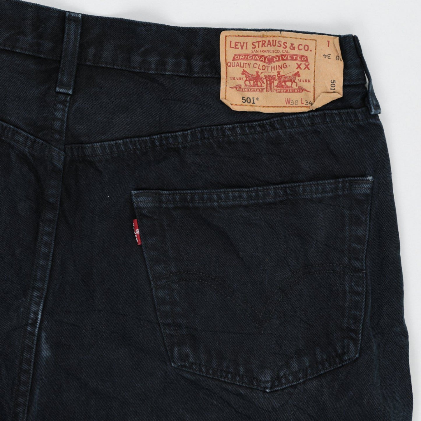 Levi's 501 Vintage Black Denim Shorts W34 L34 100 Cotton Preloved