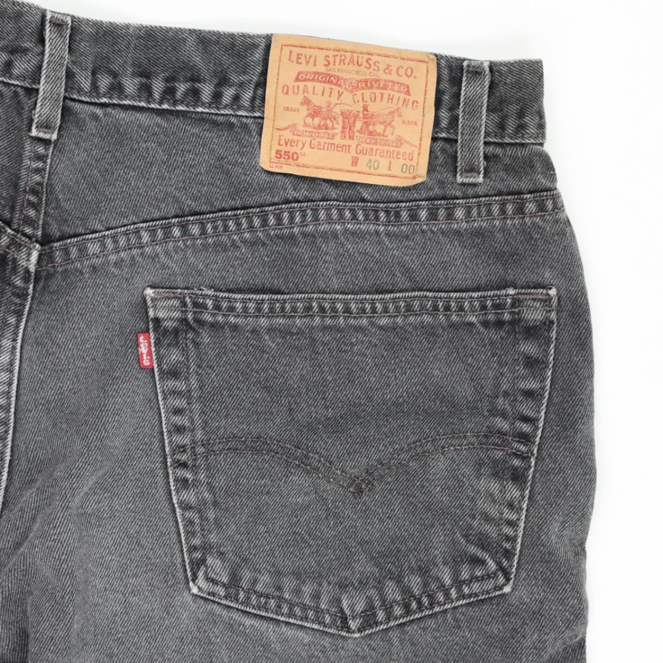 Levi's 550 Vintage Black Denim Relaxed Fit Shorts W40 Cotton