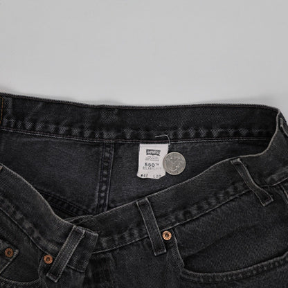 Levi's 550 Vintage Black Denim Relaxed Fit Shorts W40 Cotton