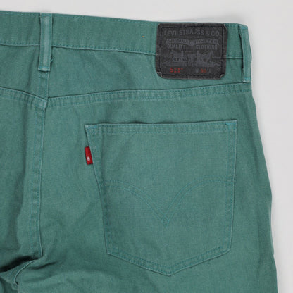 Levi's 511 Green Skinny Fit Shorts 36in Waist 25cm Inseam 64 Cotton 35 Polyester 1 Elastane