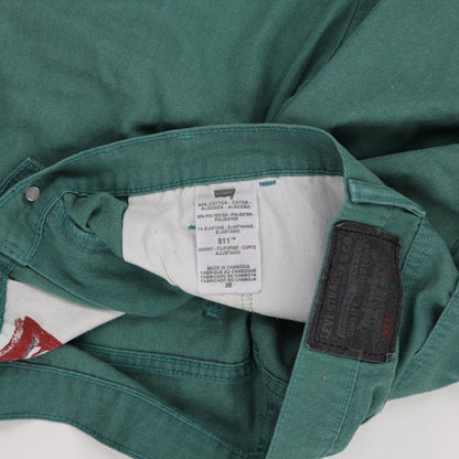 Levi's 511 Green Skinny Fit Shorts 36in Waist 25cm Inseam 64 Cotton 35 Polyester 1 Elastane