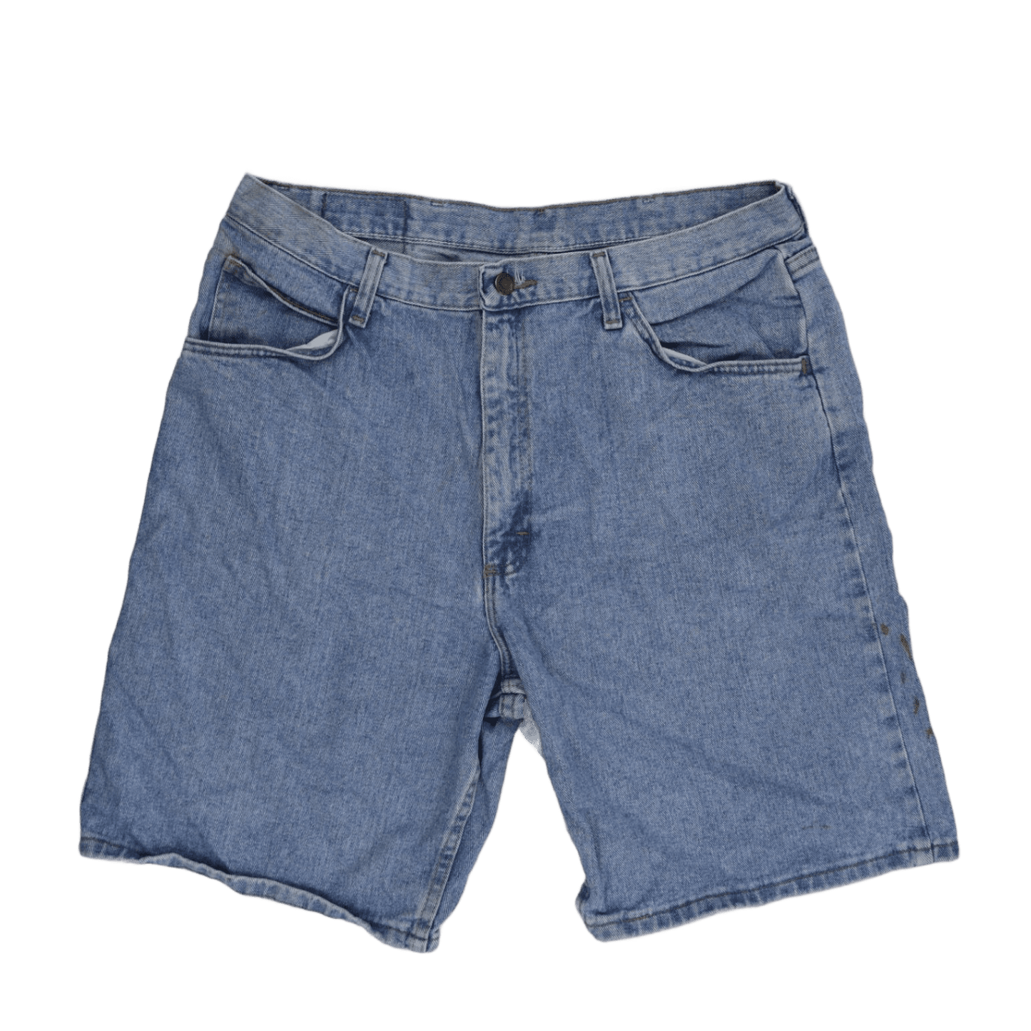 Wrangler Vintage Blue Denim Shorts 36 Inch Waist 11 Inch Inseam Cotton Relaxed Fit