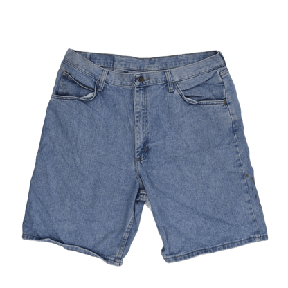 Wrangler Vintage Blue Denim Shorts 36 Inch Waist 11 Inch Inseam Cotton Relaxed Fit