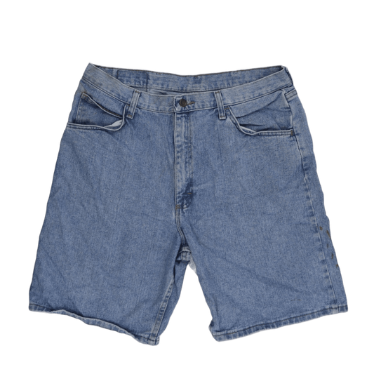 Wrangler Vintage Blue Denim Shorts 36 Inch Waist 11 Inch Inseam Cotton Relaxed Fit