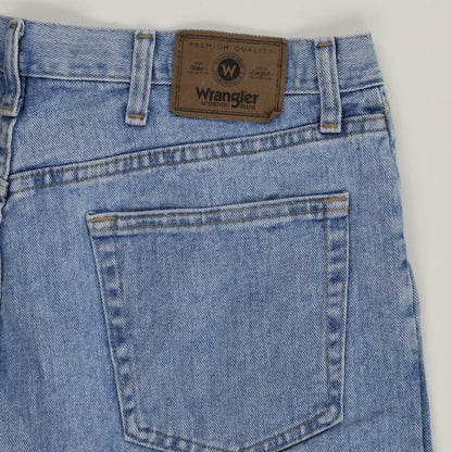 Wrangler Vintage Blue Denim Shorts 36 Inch Waist 11 Inch Inseam Cotton Relaxed Fit