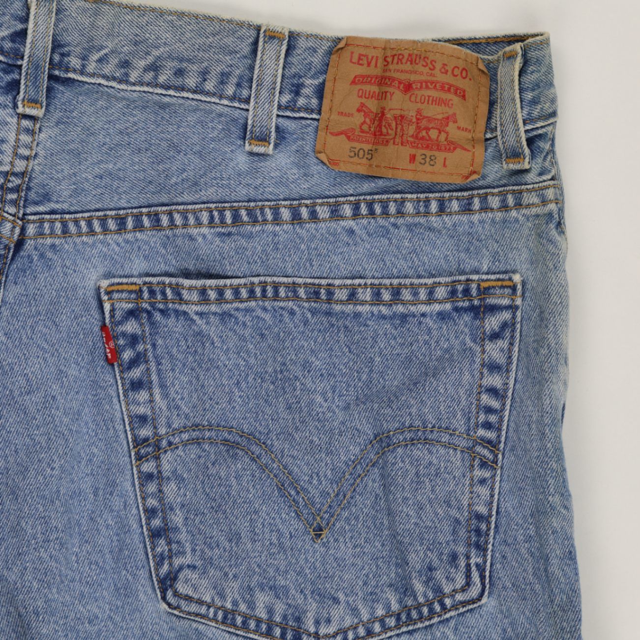 Levi's 505 Vintage Blue Denim Shorts W38 L 100% Cotton Regular Fit