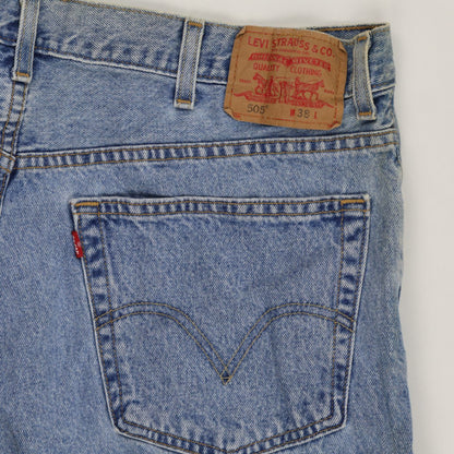 Levi's 505 Vintage Blue Denim Shorts W38 L 100% Cotton Regular Fit