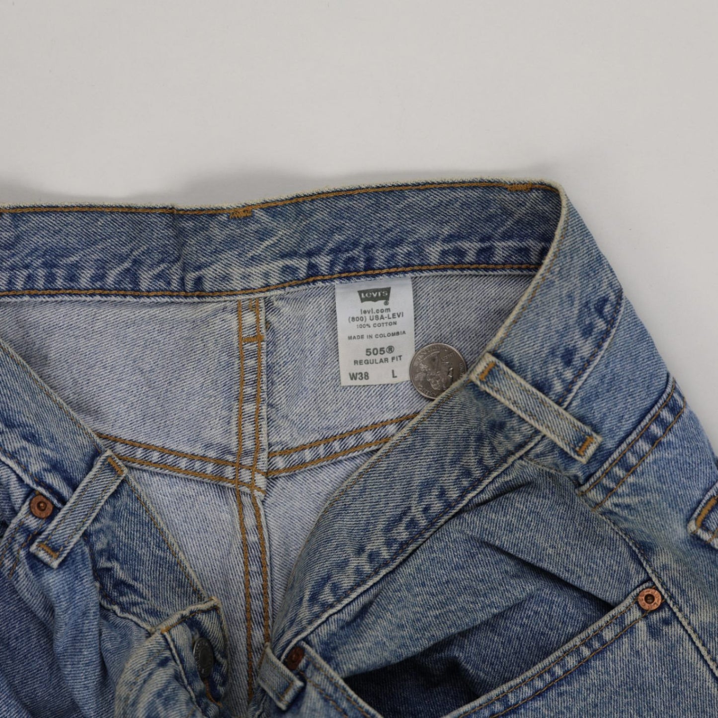 Levi's 505 Vintage Blue Denim Shorts W38 L 100% Cotton Regular Fit