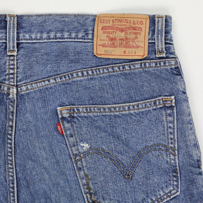 Levi's 550 Relaxed Fit Blue Denim Shorts W34 Cotton Vintage