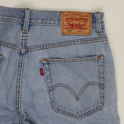 Levi's 505 Regular Fit Light Blue Denim Shorts W32 100 Cotton Vintage