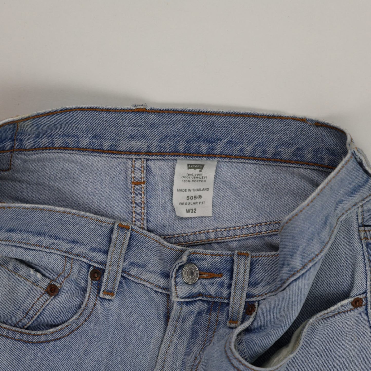 Levi's 505 Regular Fit Light Blue Denim Shorts W32 100 Cotton Vintage