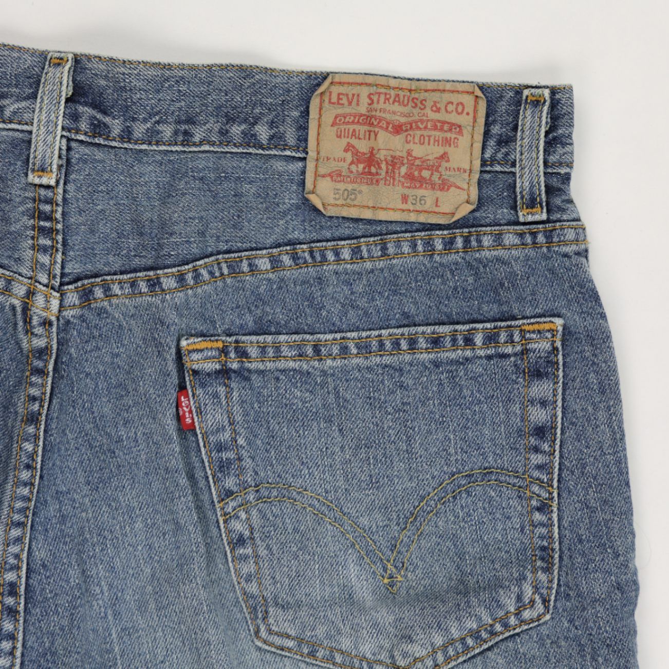 Levi's 505 Regular Fit Vintage Denim Shorts Blue W36 100% Cotton