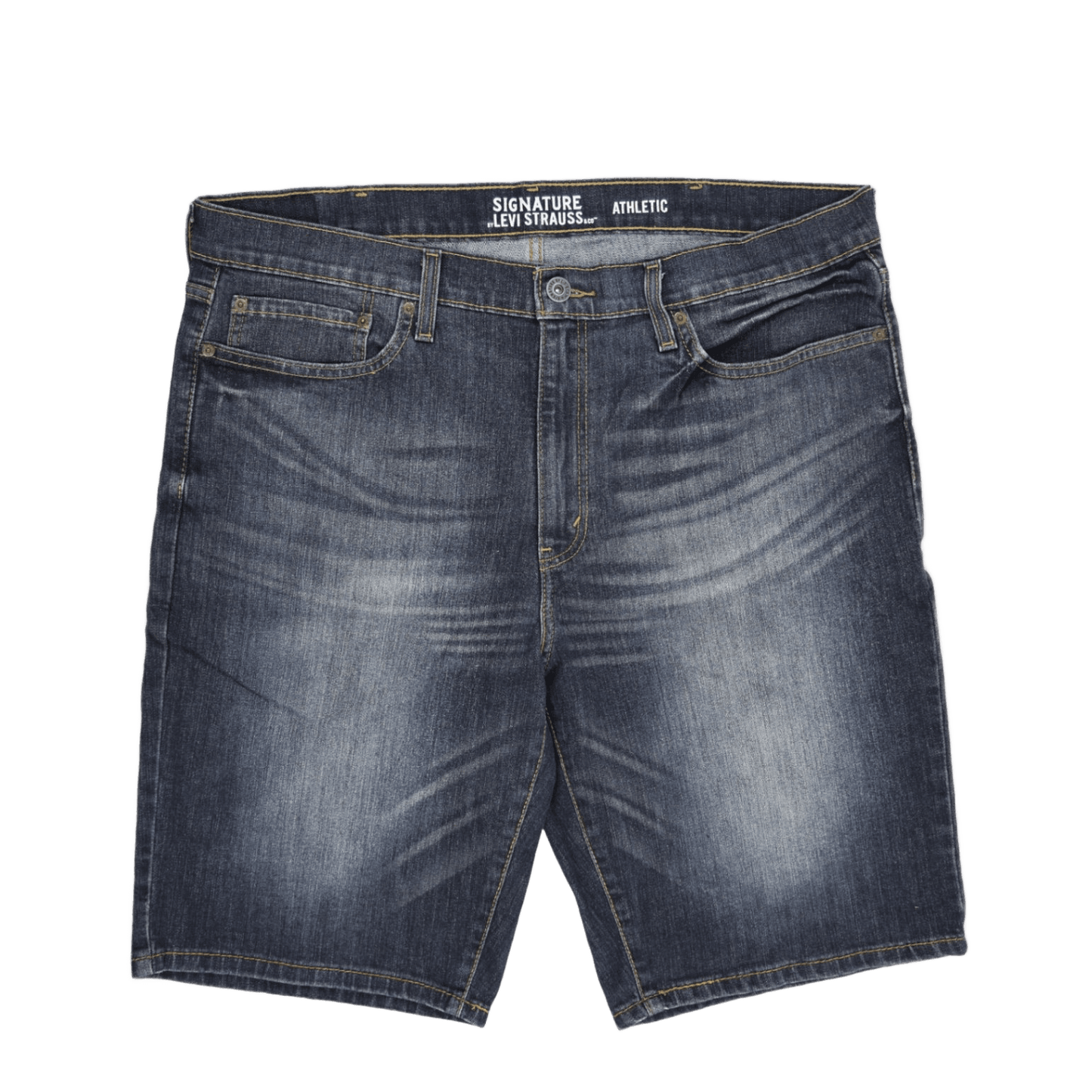 Levi Strauss Signature Athletic Blue Denim Shorts Size 36 79 Cotton 20 Polyester 1 Elastane Casual