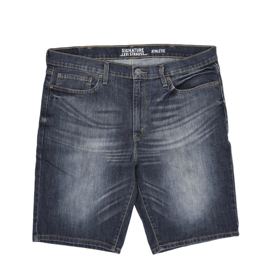 Levi Strauss Signature Athletic Blue Denim Shorts Size 36 79 Cotton 20 Polyester 1 Elastane Casual