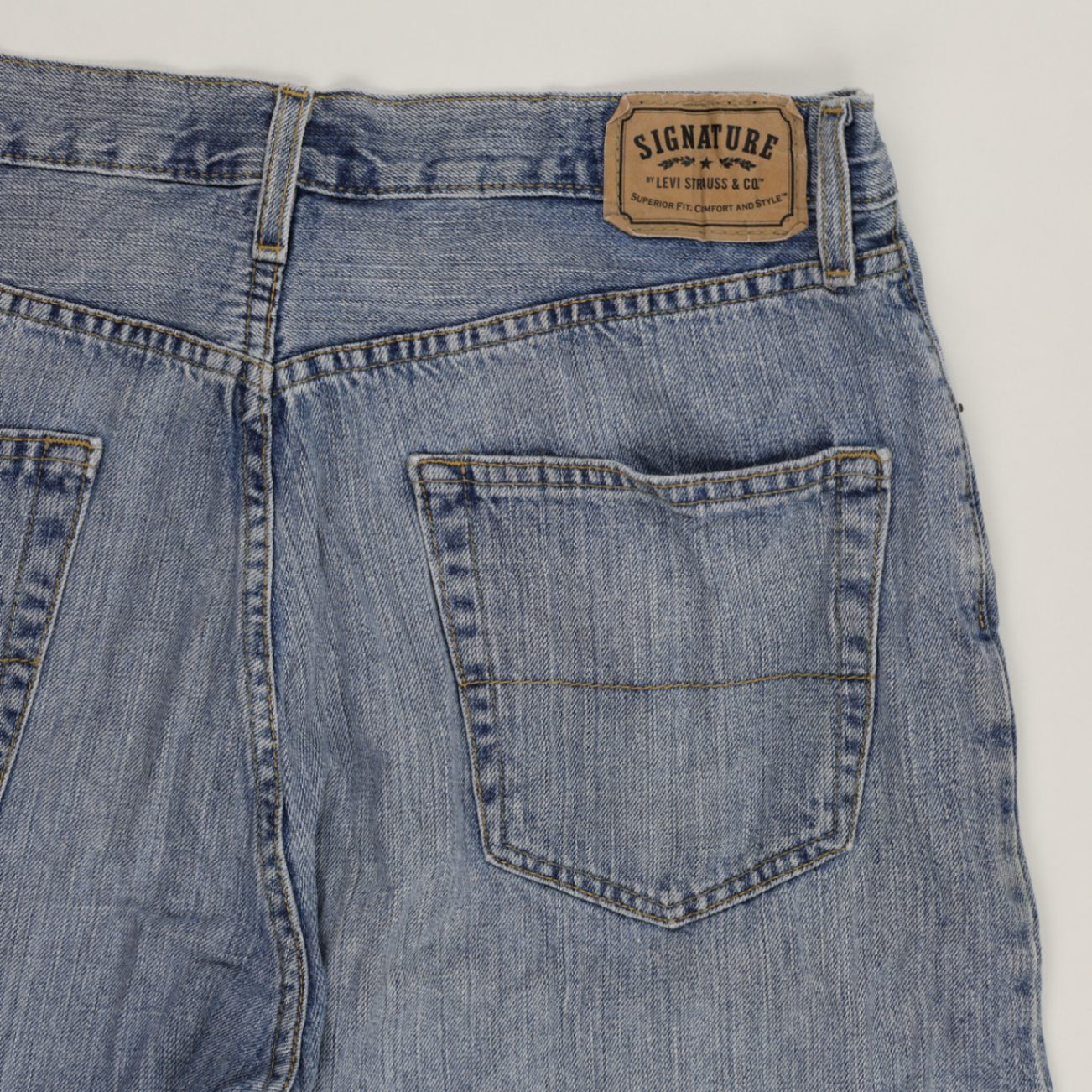 Levi Strauss Signature Blue Denim Shorts 11 Inch Inseam Large 100 Percent Cotton