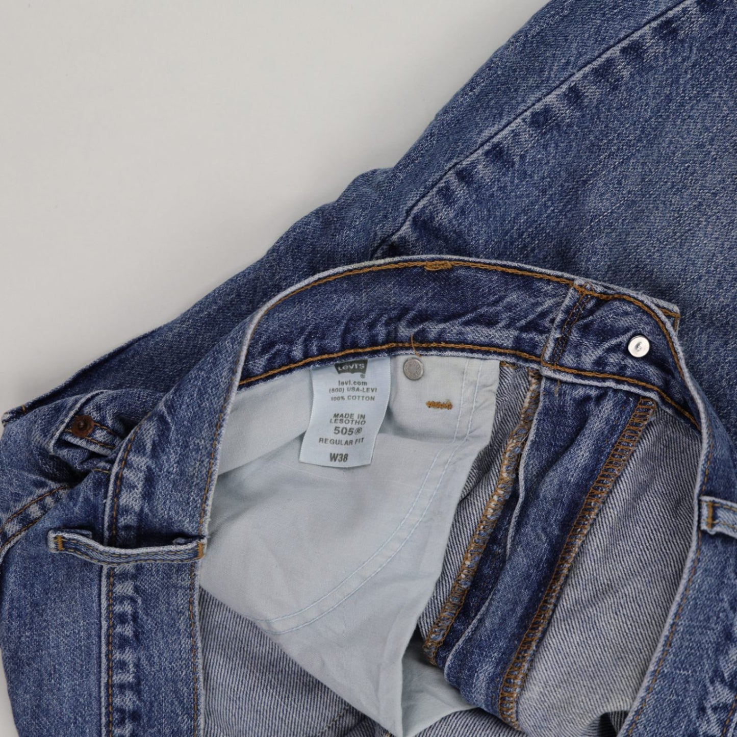 Levi's 505 Regular Fit Blue Denim Shorts W38 Cotton Vintage