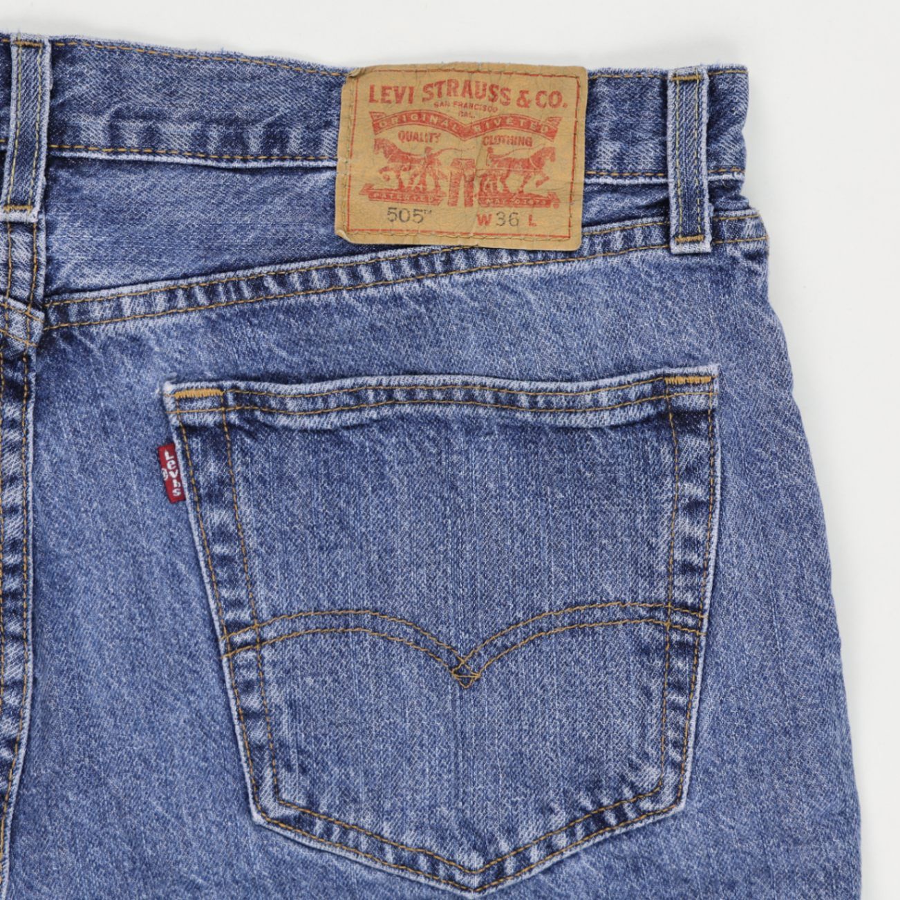 Levi's 505 Vintage Blue Denim Shorts W36 Casual Cotton