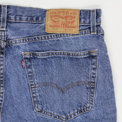 Levi's 505 Vintage Blue Denim Shorts W36 Casual Cotton