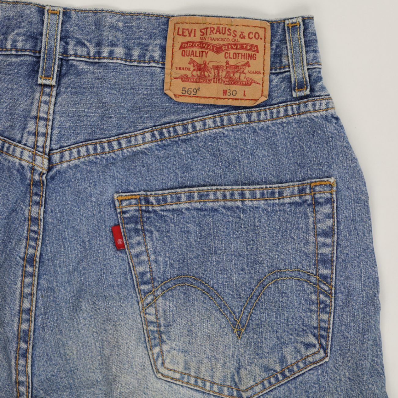 Levi's 569 Loose Straight Fit Denim Shorts Blue W30 100 Percent Cotton Vintage