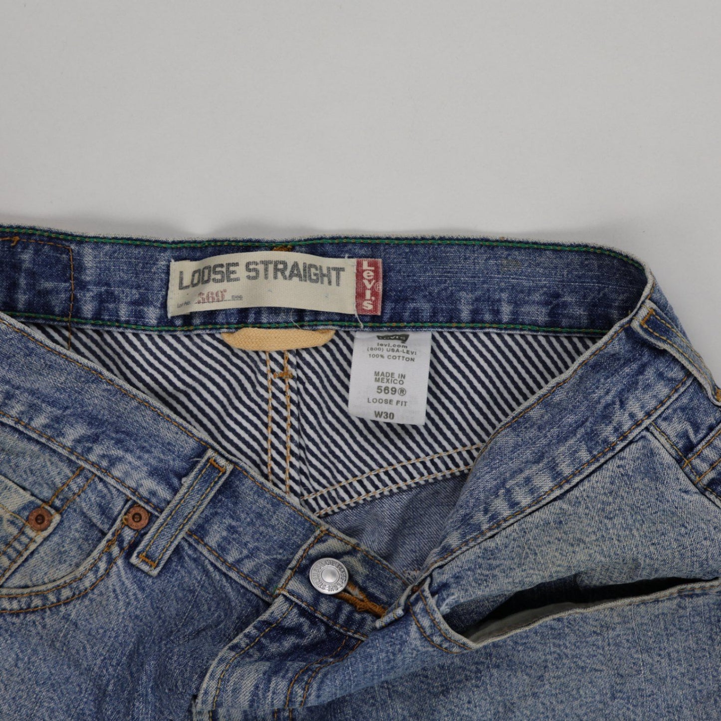 Levi's 569 Loose Straight Fit Denim Shorts Blue W30 100 Percent Cotton Vintage