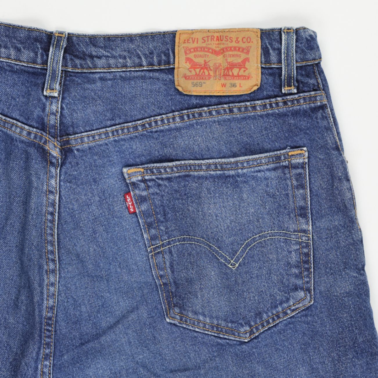 Levi's 569 Loose Fit Denim Shorts Blue W36 Cotton Vintage