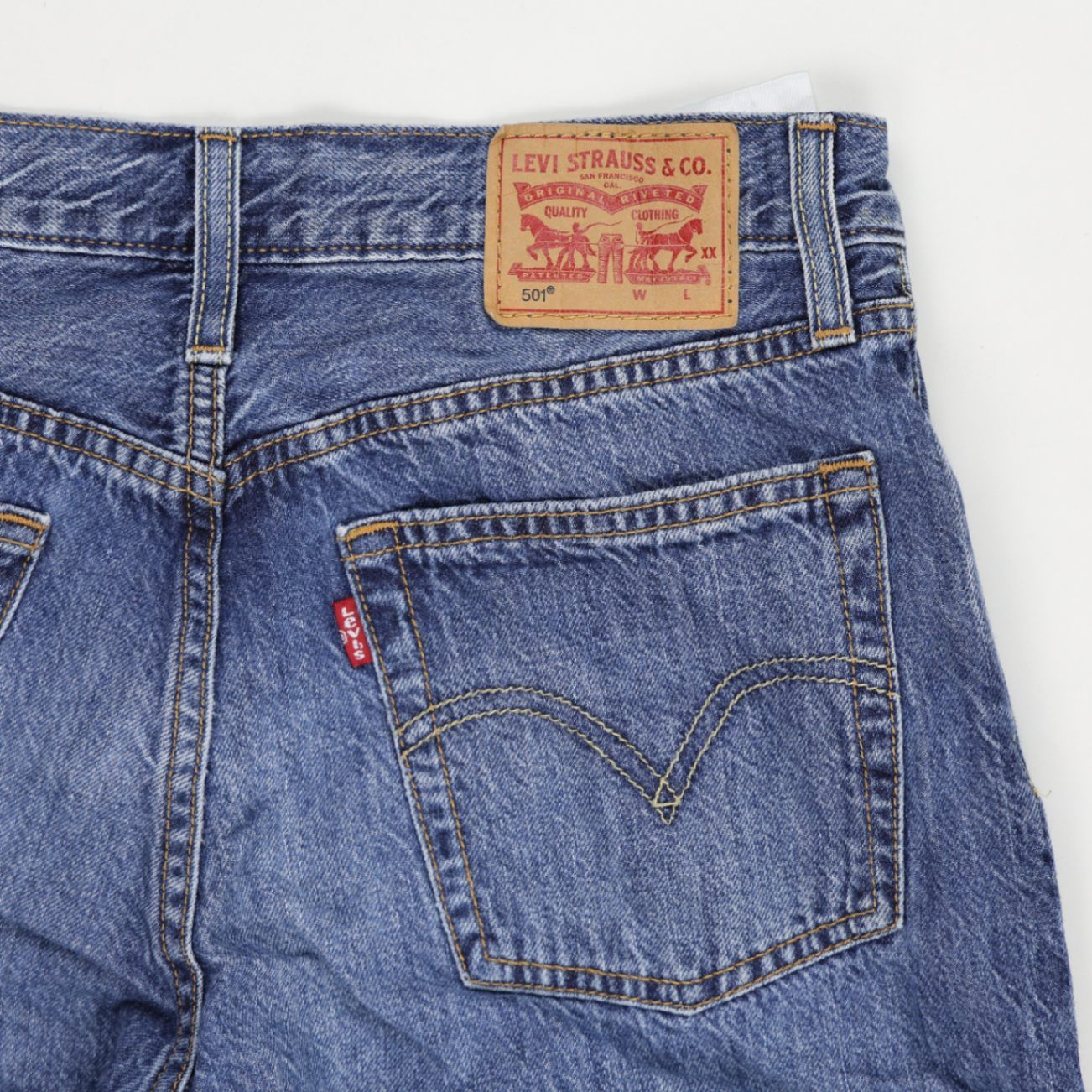Levi's 501 Vintage Blue Denim Cut Off Shorts W32 L32 Cotton