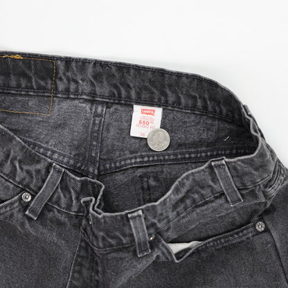 Levi's 550 Vintage Black Denim Shorts 36 Inseam 100 Percent Cotton Mens