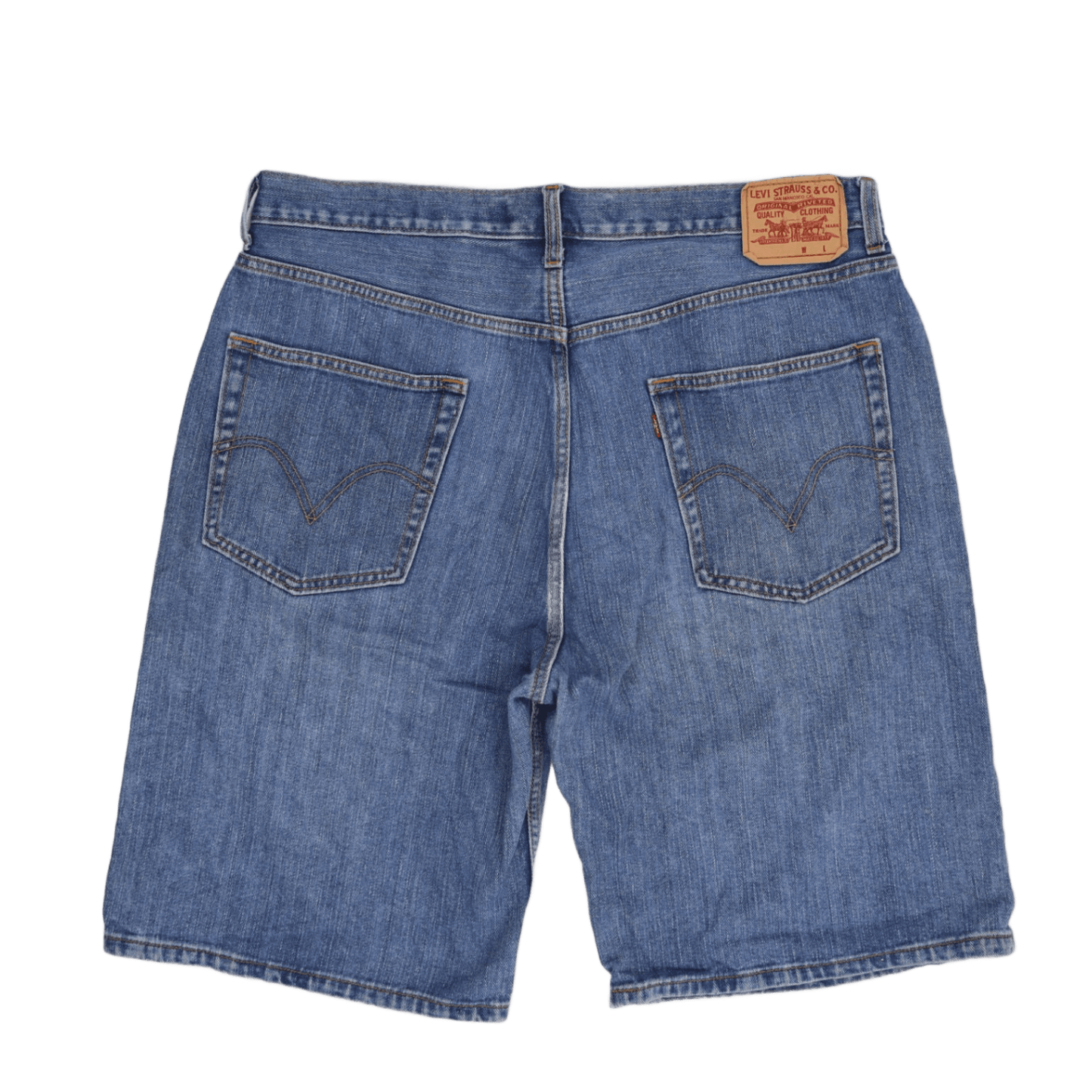 Levi's Loose Straight Fit Denim Shorts Blue 36W 100 Cotton Used Good